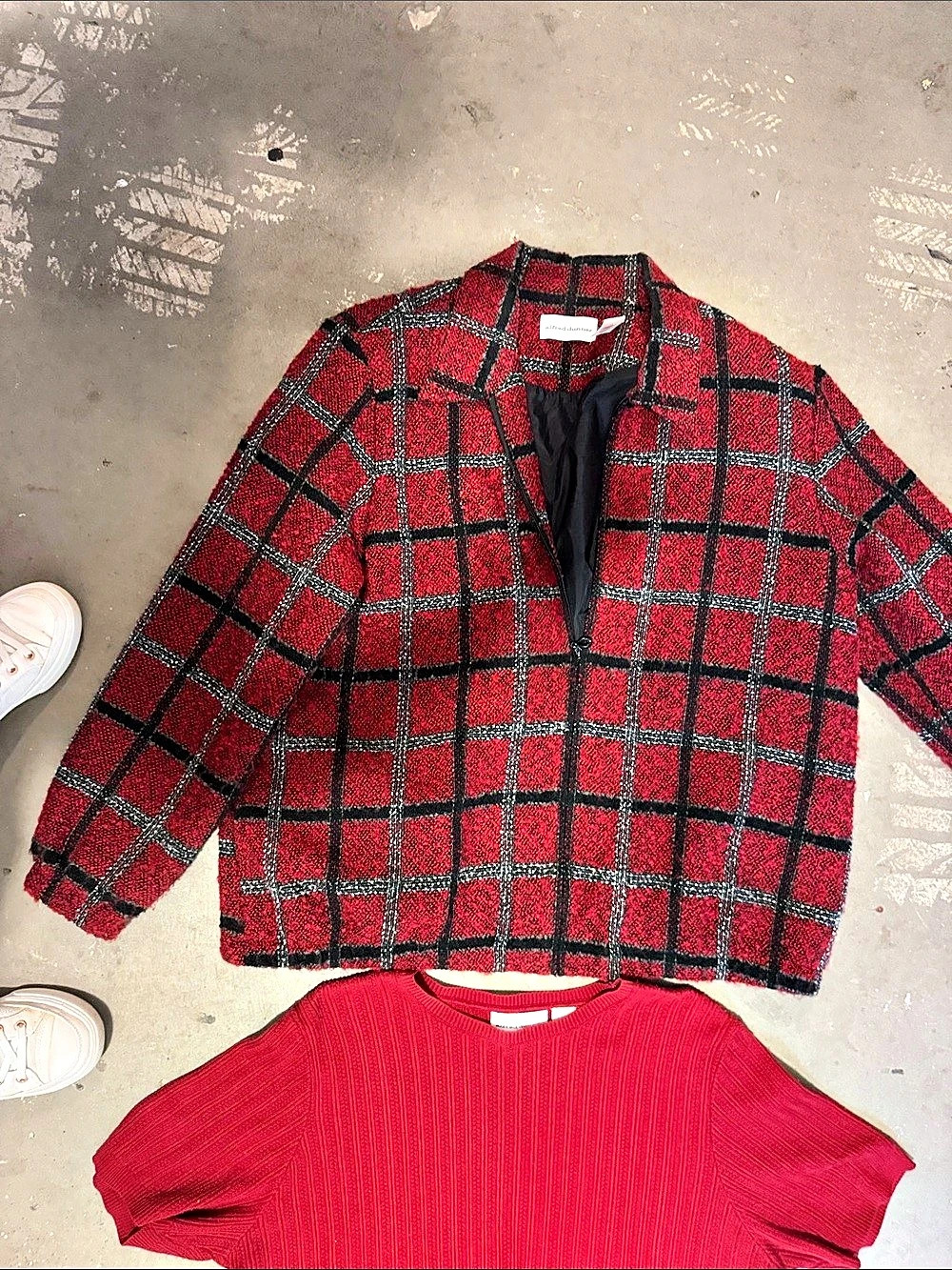 Alfred Dunner Two-Piece Red & Black Sweater Set XL